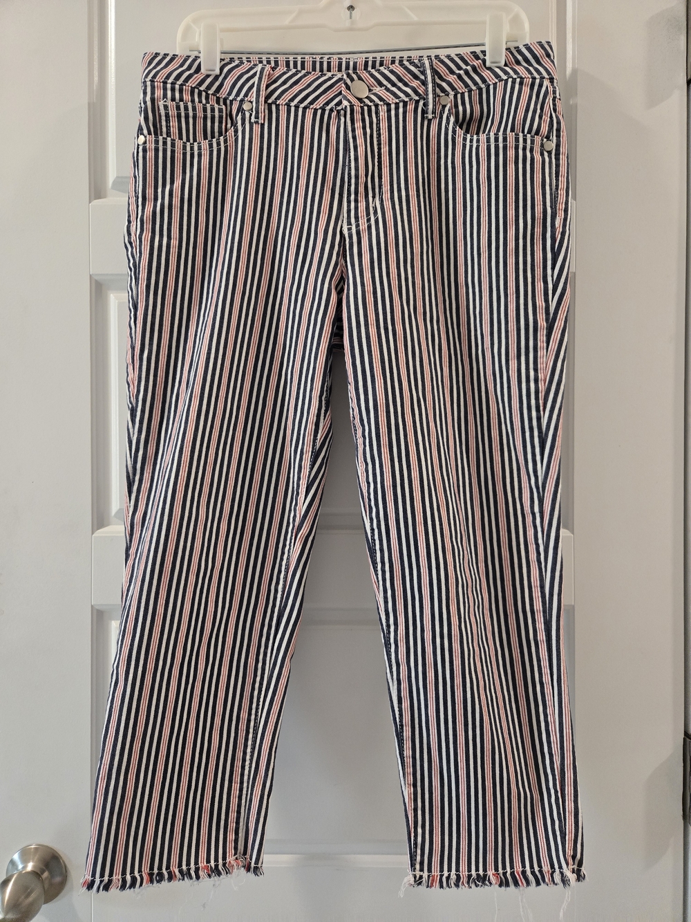 Cato Striped Red and Navy Crop Jeans